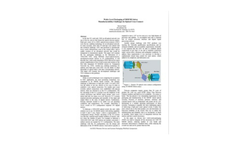 Wafer Level Packaging of MOEMS Solves Manufacturability Challenges In Optical Cross Connect